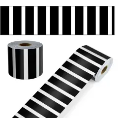 Carson Dellosa 65Ft of Black and White Stripes Bulletin Board Borders, 1 Roll of Trim for Rolling Whiteboard, Posterboard, Party, Office Decorations, and Classroom Decor