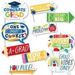 Big Dot of Happiness Funny Elementary Grad - Kids Graduation Party Photo Booth Props Kit - 10 Piece