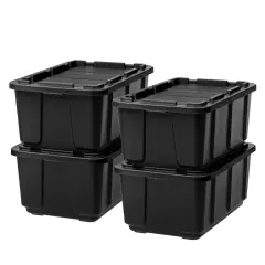IRIS USA 27Gal Heavy-Duty Storage Plastic Bin Tote Container for Garage with Durable Lid Black