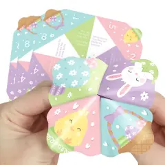 Big Dot of Happiness Spring Easter Bunny - Happy Easter Party Cootie Catcher Game - Jokes and Challenges Fortune Tellers - Set of 12