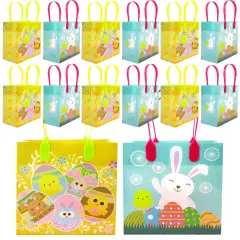 Tiny Mills Easter Party Favor Bags Treat Bags with Handles for Egg Hunt, Easter Candy Bags, Pack of 12