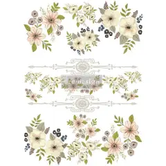 Redesign With Prima Decor Transfers - Painted Florals - total sheet size 24"x 35" , cut into 3 sheets 655350656522