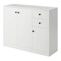 Modern Buffet Sideboard with 2 Pull-out Drawers and Adjustable Shelf for Kitchen-White