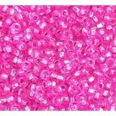 John Bead 6/0 Silver Lined Czech Glass Seed Beads, 500g Dyed Fuchsia