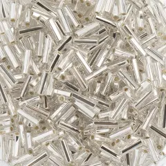 John Bead Size 3 Silver Lined Czech Glass Bugle Beads, 500g Crystal