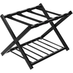 Black Metal Folded Suitcase Luggage Rack with Storage Shelf