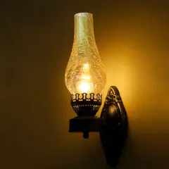 Kitcheniva Retro Wall Lamp Sconce Glass and Iron Light Fixture