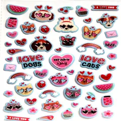 Valentine's Day Icons Dimensional Embossed & Foiled Stickers