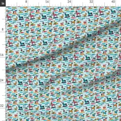 Various Fabrics by the Yard or Fat Quarter Surfing Dogs Summer Beach Fun Small Surf Tropical Cute Pug Pugs Frenchie Custom Printed Fabric by Spoonflower