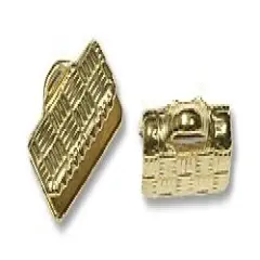 JewelrySupply Ribbon Clamp with Loop 9.5x7.5mm Gold Color (10-Pcs)