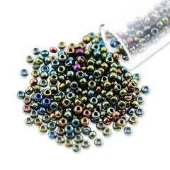 Miyuki Round Rocaille Seed Bead 11/0 Metallic Green AB