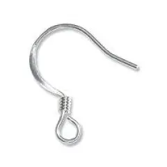 JewelrySupply French Hook Wire Flat with Spring Silver Plated (10-Pcs)