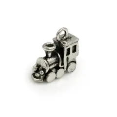 16x15mm Antique Silver Plated Train Charm (Package of 1)