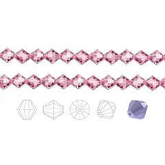 Preciosa Czech Crystal Beads Rose Faceted Bicone 4mm Package of 144