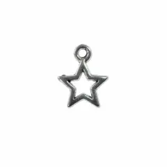 Open Star Charm 13x10mm Pewter Antique Silver Plated (Package of 10)