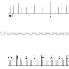 JewelrySupply Rectangular Rolo Link Chain 3mm Silver Plated (Foot)