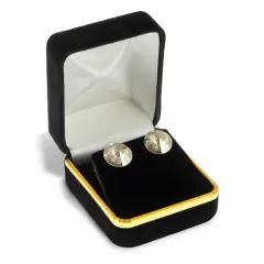 JewelrySupply Stud Earring Box Black with Brass Trim