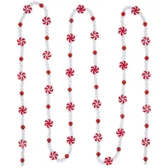 Northlight 9' Red and White Peppermint Candy Beaded Christmas Garland, Unlit