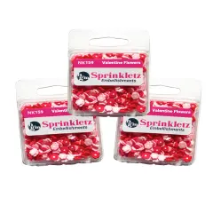 Buttons Galore Sprinkletz Embellishments for Crafts, Tiny Polymer Clay Shapes & Unique Designs - Valentine Flowers- 3 Pack
