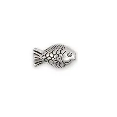 Fish Bead 17x9mm Pewter Antique Silver Plated (1-Piece)