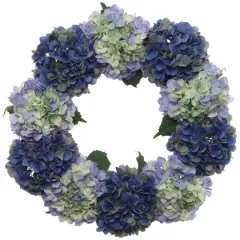 2-Pack: Mixed Blue Hydrangea Wreath with Grapevine Ring, Floral Home by Artificial Flowers