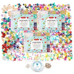 3 PACK - Incraftables Smiley Face Beads for Jewelry Making (22 Styles). Polymer Clay Bead Charms with Alphabet & Spacer Beads, Clasps & String. Cute Bracelets Smile, Heart, Flower & Fruit Beads
