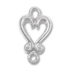 JewelrySupply Connector/Link - Heart 17x10mm Sterling Silver (1-Pc)