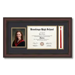 ArtToFrames 8.5x11 inch Diploma Frame with 5x7 Inch Image Opening and Tassel Opening - Framed with Black and Gold Mats, Comes with Regular Acrylic and Sawtooth Hanger for Wall Hanging (DIT-8.5x11)