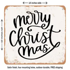 DECORATIVE METAL SIGN - Merry Christmas Circular ornament - Vintage Rusty Look