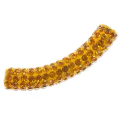 Large Hole Curved Tube Bead 1-7/8" Orange with Topaz Rhinestones (1-Piece)