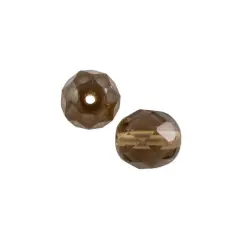 Czech Fire Polished Glass Round Beads 8mm Smokey Topaz (Package of 25)