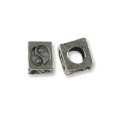 JewelrySupply Bead Yin Yang 6.5mm Pewter Antique Silver Plated (1-Pc)