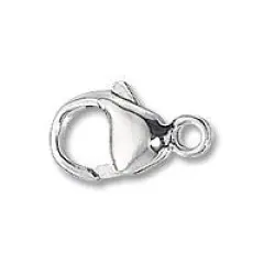 JewelrySupply Lobster Clasp w/Soldered Closed Ring 13.5x7mm Sterling Silver (1-Pc)