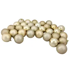 Northlight Shatterproof 4-Finish Christmas Ball Ornaments 3.25" (80mm) - Champagne Gold - 32ct