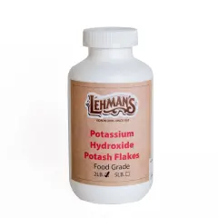 Lehman's Potassium Hydroxide for Soapmaking, 2 Pound Secure Twist-Lock Bottle of Potash Flakes, KOH, Natural Liquid Soap
