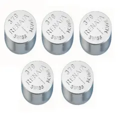 Renata Watch Battery Swiss Made Renata 379 or SR521SW OR AG0 1.5V (5 Batteries, 379 or SR 521 SW)