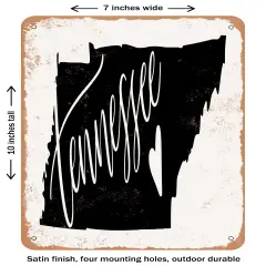 DECORATIVE METAL SIGN - Tennessee Heart - Vintage Rusty Look