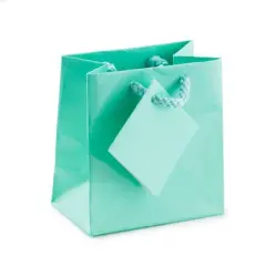 Gift Bag Mini Glossy Teal Blue (Package of 20)