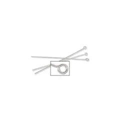 JewelrySupply Eye Pin 2.5" 21 Gauge Silver Plated (10-Pcs)