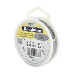 .015" Bright Silver 19 Strand Beadalon Wire (30 Feet)