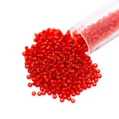 Miyuki Round Rocaille Seed Bead 15/0 Silver Lined Cherry Red