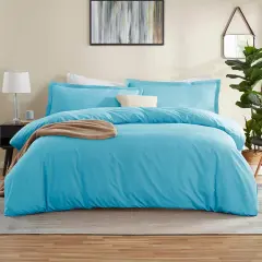 Nestl Double Brushed Microfiber Duvet Cover Set Bright Blue