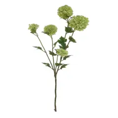 Set of 12: 38-Inch Green Silk Snowball Branch Spray with Lifelike Blooms & Foliage | Floral Stems | Party & Event | Home & Office Decor