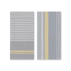 Woven Striped Kitchen Towel, Set of 2 Gray and Yellow