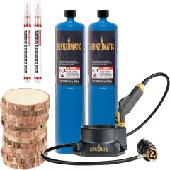 Bernzomatic FirePoint Creator Tool Wood Burning Kit for Crafts and Gifts: Includes Precision Flame Propane Torch, 2 Propane Fuel Cylinders, 2 Wood Burning Pens, and 12 Natural Wood Slices