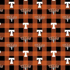 Sykel Enterprises-University of Texas&nbsp; Fleece Fabric-Texas Longhorns Buffalo Plaid Fleece Blanket Fabric-Sold by the yard