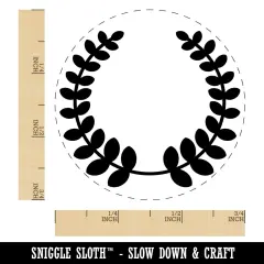 Rounded Laurel Wreath Silhouette Self-Inking Rubber Stamp Ink Stamper for Stamping Crafting Planners Black