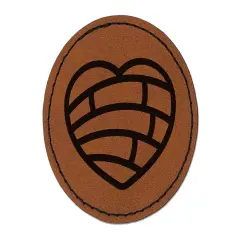 Concha Pan Dulce Heart Sweet Mexican Bread Round Iron-On Engraved Faux Leather Patch Applique - 2.5" Brown