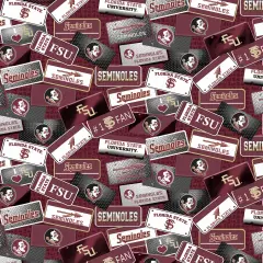 Sykel Enterprises-Florida State University Cotton Fabric-FSU Seminoles License Plate Cotton Quilting Fabric