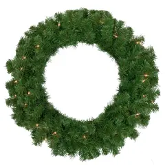 Northlight Pre-Lit Deluxe Dorchester Pine Artificial Christmas Wreath - 24" - Clear Lights Green